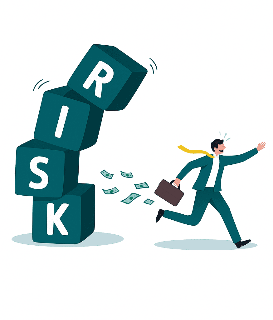 Person running away from a risk